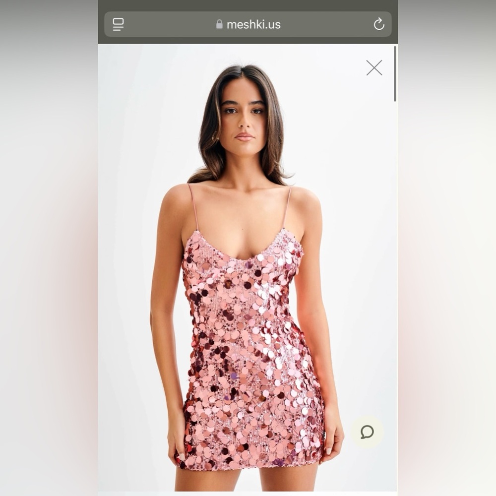 Meshki - Romilly 
Sequin Mini Dress - Candy Pink
Size - M
Regular price$105